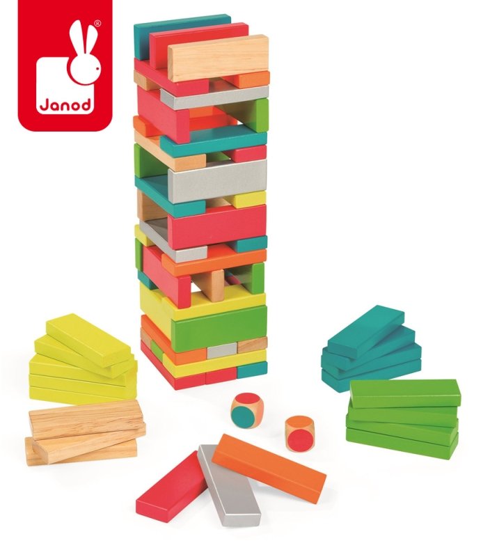 Wieża z klocków, Equilibloc color, gra zręcznościowa, Janod