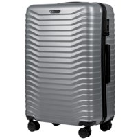 WINGS walizka podróżna duża SREBRNA POLICARBON 4 kółka zamek szyfrowy TSA