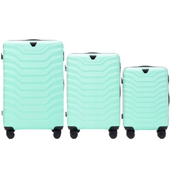 WINGS Walizki PODRÓŻNE komplet 3 BAGAŻY na 4 kółkach z ABS-u POJEMNE twarde - Wings