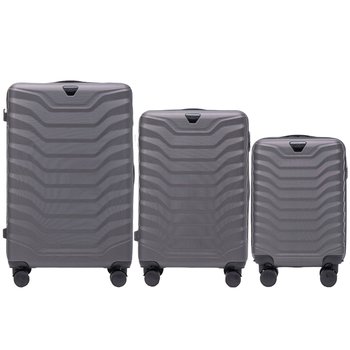 WINGS Walizki PODRÓŻNE komplet 3 BAGAŻY na 4 kółkach z ABS-u POJEMNE twarde - Wings