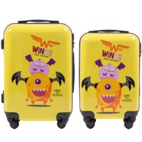 WINGS zestaw 2 twardych WALIZEK dziecięcych kabinowy bagaż MONSTER S+XS