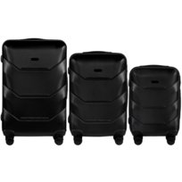 WINGS Zestaw 3 WALIZEK z POSZERZENIEM bagaże PODRÓŻNE ABS+ na 4 kółkach