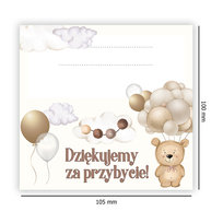 Winietki na Stół Chrzest Beżowy Miś - 10 sztuk (s)