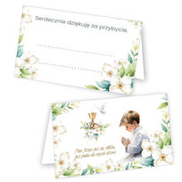 Winietki na Stół Komunia Chłopczyk Kwiaty Jabłoni - 10 sztuk