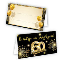 Winietki na Stół na 60 Urodziny Złote Balony - 10 sztuk