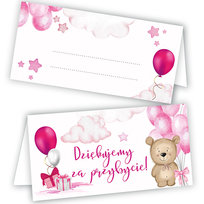 Winietki na Stół Roczek Różowy Miś - 10 sztuk (s)