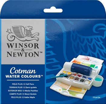 Winsor & Newton, Zestaw farb akwarelowych Cotman Field Plus w kostkach, 12 kolorów  - Winsor & Newton