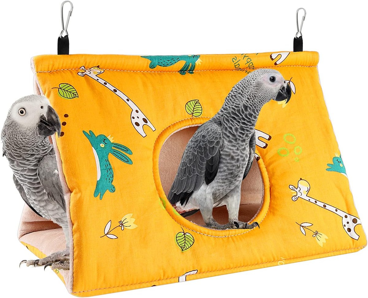 Image showcasing Winter Warm Bird Nest House - Hanging Hammock Shed Cage Plush Fluffy ...