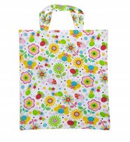 WIOSENNA TORBA ZAKUPOWA 38x42 cm BAWEŁNIANA 145g PSZCZÓŁKI BIEDRONKI KWIATY