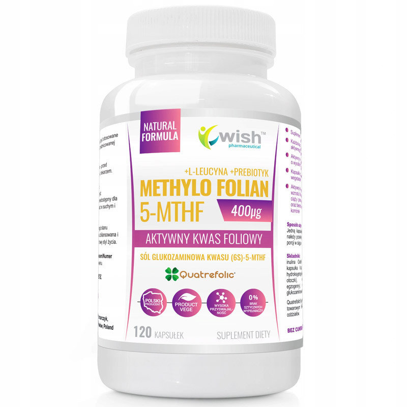 Фото - Вітаміни й мінерали Wish Methylo Folian 5-Mthf 400Mcg Suplement diety, 120 kaps. 