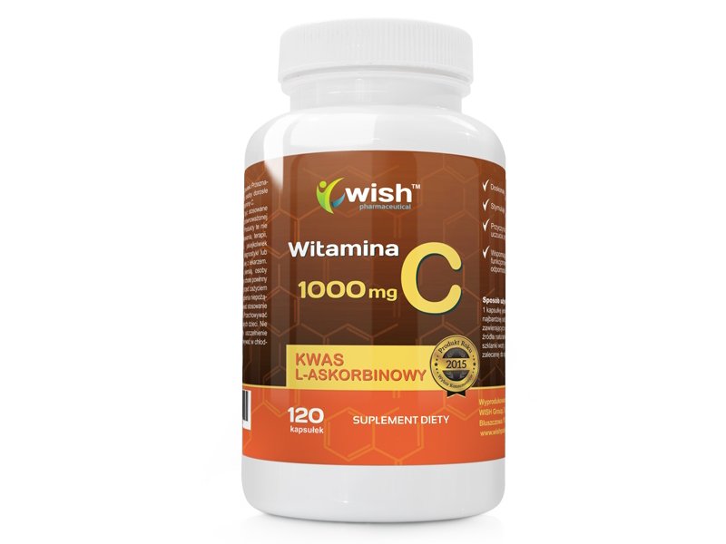 Zdjęcia - Witaminy i składniki mineralne Wish Suplement diety, , Witamina C Kwas L - askorbinowy 1000 mg, 120 kapsuł 