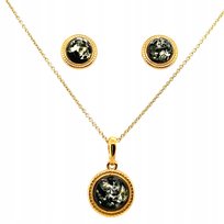 Wisiorek KOLCZYKI srebrne z bursztynem 925 pozłacane OCZKO komplet