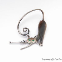 Wisiorek - Kot Filemon zielone oczy