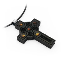 Wisiorek krzyżyk celtycki  50mm, bursztyn bałtycki, czarny dąb, srebro 925 oksydowane  7264