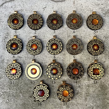 Wisiorek mandala bursztyn srebro 925 pozłacane czarny dąb różne wzory - Inna marka