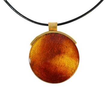 Wisiorek okrągły z bursztynem, srebrem złoconym i czarnym dębem 8072 - Inna marka