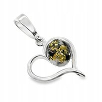 Wisiorek serduszko srebrny z bursztynem ZAWIESZKA ze srebra serce