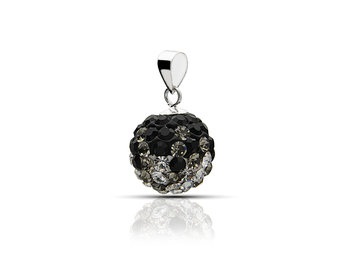 Wisiorek srebrny kulka z czarno-białymi kryształkami - PERLEI