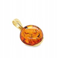 WISIOREK srebrny pozłacany ZAWIESZKA BURSZTYN ELEGANCKA oczko