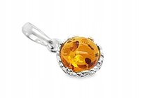 Wisiorek srebrny z bursztynem DELIKATNA oczko ZAWIESZKA ze srebra