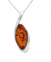 Wisiorek srebrny z bursztynem koniakowym ZAWIESZKA ze srebra elegancka