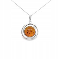 Wisiorek srebrny z bursztynem koniakowym ZAWIESZKA ze srebra oczko