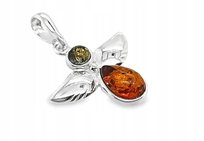 Wisiorek srebrny z bursztynem ORYGINALNA ZAWIESZKA ze srebra 925 ANIOŁ