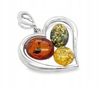 Wisiorek srebrny z bursztynem ORYGINALNA ZAWIESZKA ze srebra 925 serce