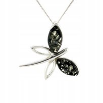 Wisiorek srebrny z bursztynem ORYGINALNA ZAWIESZKA ze srebra 925 ważka