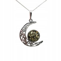 Wisiorek srebrny z bursztynem ORYGINALNA ZAWIESZKA ze srebra księżyc