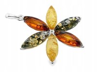 Wisiorek srebrny z bursztynem ORYGINALNA ZAWIESZKA ze srebra kwiat