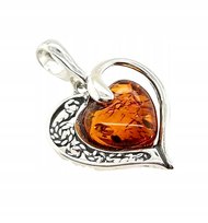 Wisiorek srebrny z bursztynem ORYGINALNA ZAWIESZKA ze srebra serce