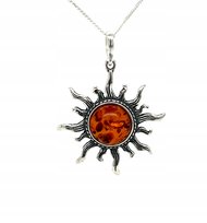 Wisiorek srebrny z bursztynem ORYGINALNA ZAWIESZKA ze srebra słońce FILM