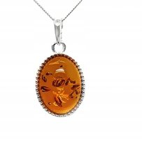 Wisiorek srebrny z bursztynem owal ZAWIESZKA ze srebra delikatna