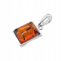 Wisiorek srebrny z bursztynem prostokąt ZAWIESZKA ze srebra delikatna