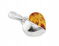 Wisiorek srebrny z bursztynem serce dla mamy delikatna zawieszka