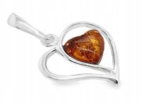 Wisiorek srebrny z bursztynem serce ze srebra delikatna zawieszka mamy