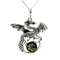 Wisiorek srebrny z bursztynem SMOK ZAWIESZKA ze srebra FOURTH WING