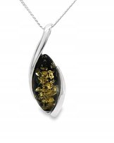 Wisiorek srebrny z bursztynem zielonym ZAWIESZKA ze srebra elegancka