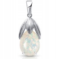 Wisiorek srebrny z opalem białym zawieszka biżuteria artystyczna srebro 925