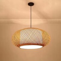 Wisząca lampa bambusowa BOHO rustykalna DUŻA loftowa 50cm E27 okrągła