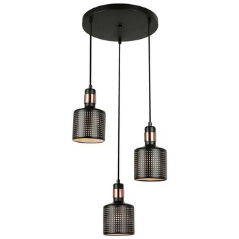 Wisząca LAMPA industrialna RESTENZA PND-2439-3-BK Italux metalowa OPRAWA ażurowe tuby ZWIS kaskada czarna miedziana - ITALUX