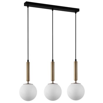 Wisząca LAMPA loftowa RAVENA PND-2324-3L GD+OPA Italux skandynawski zwis do jadalni szklane kule złote białe - ITALUX