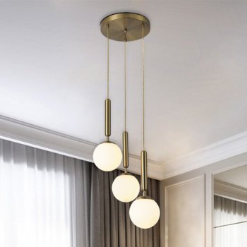 Wisząca LAMPA modernistyczna DIVINA 5353 Rabalux szklana OPRAWA kaskada ZWIS kule balls złote białe - Rabalux