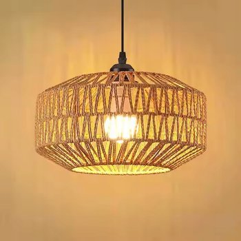 Wisząca lampa sznur jutowy pleciona BOHO Naturalna loftowa 30cm E27 - inna (Inny)