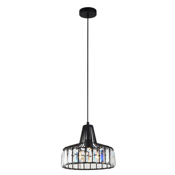 Wisząca LAMPA vintage MANZO MDM-2722/1S A BK Italux druciana OPRAWA zwis z kryształkami crystal drut czarny - ITALUX