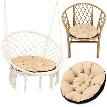 Wisząca poduszka na krzesło 60 cm poduszka na krzesło ogrodowe papasan poduszka na siedzenie krzesła grube poduszki do siedzenia do mebli rattanowych i krzesła ogrodowego okrągły beżowy - Amazinggirl