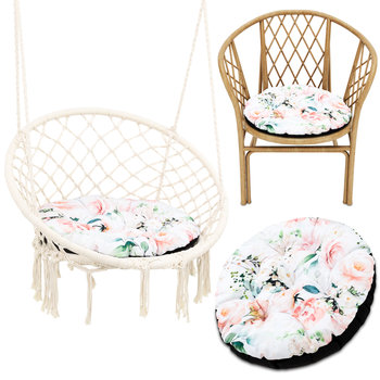 Wisząca poduszka na krzesło 60 cm poduszka na krzesło ogrodowe papasan poduszka na siedzenie krzesła grube poduszki do siedzenia do mebli rattanowych i krzesła ogrodowego okrągły kwiaty 4 - Amazinggirl