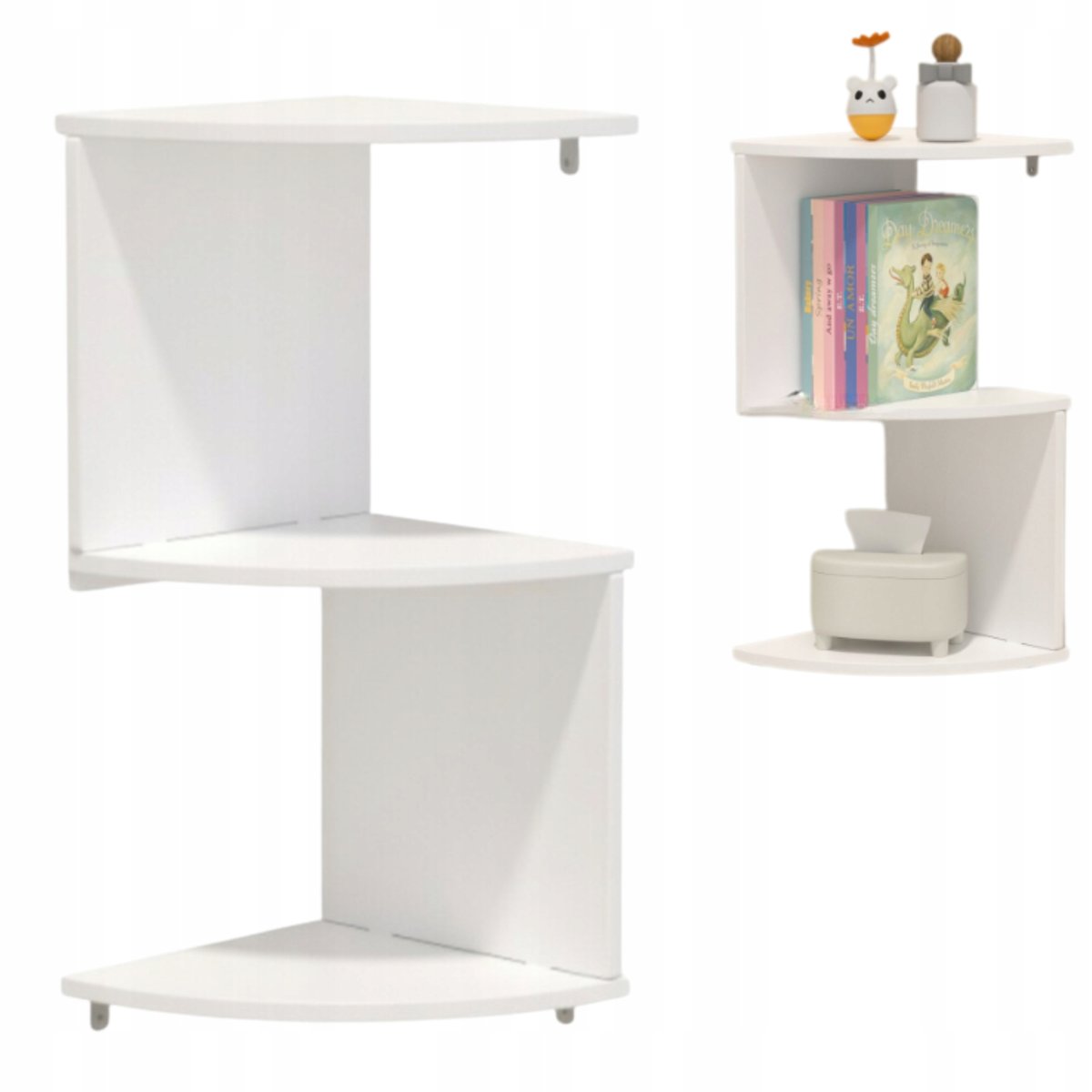 BABLO Bablo Wisząca Półka Ścienna Zygzak Dwupoziomowa Narożna 39Cm Na Książki Zabawki