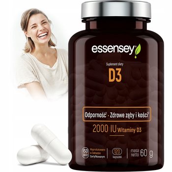 Witamina D3 Na 120 Dni Wysoka Porcja 1000% Rws Kości Mięśnie Zęby Odporność - Essensey